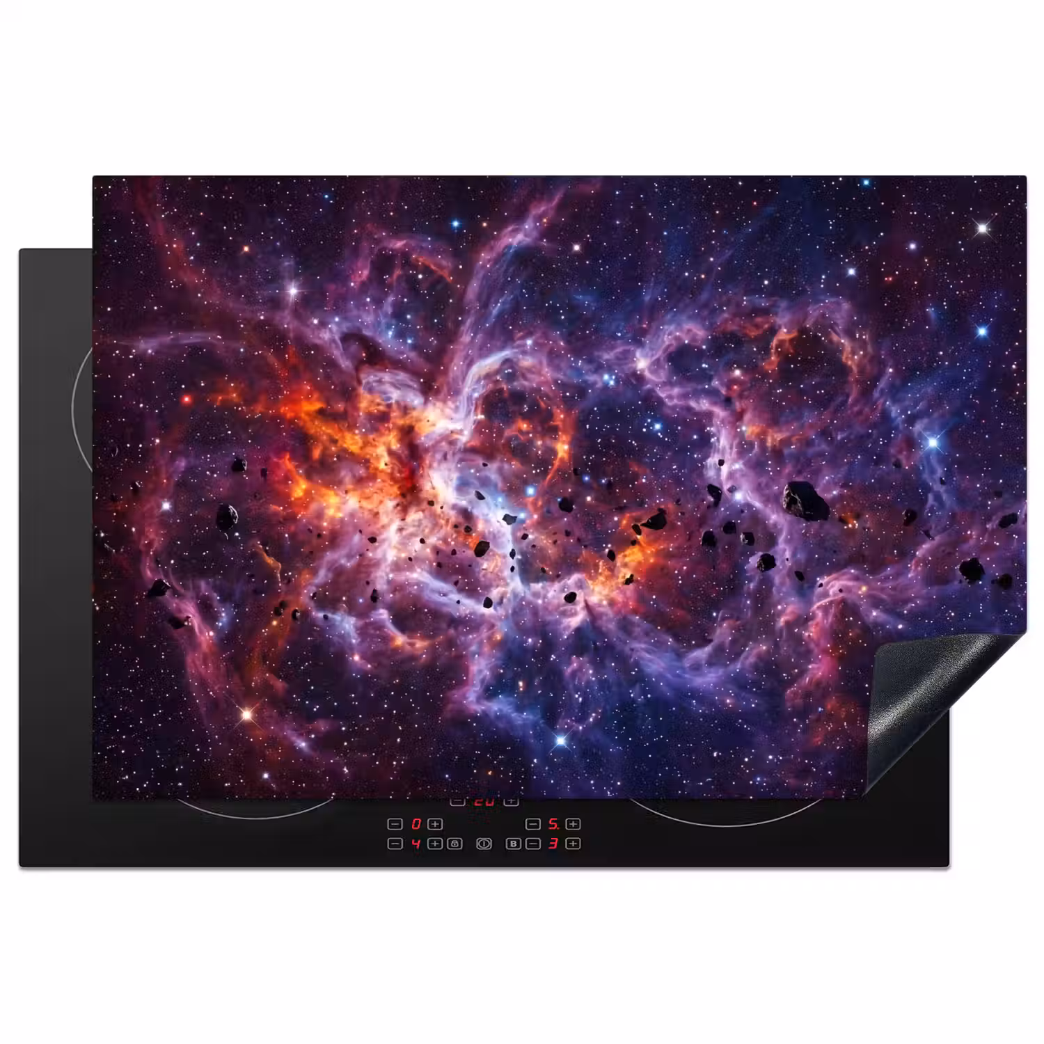 Space - Stars - Abstract - Colorful Inductie beschermer vinyl 3mm klein -3d