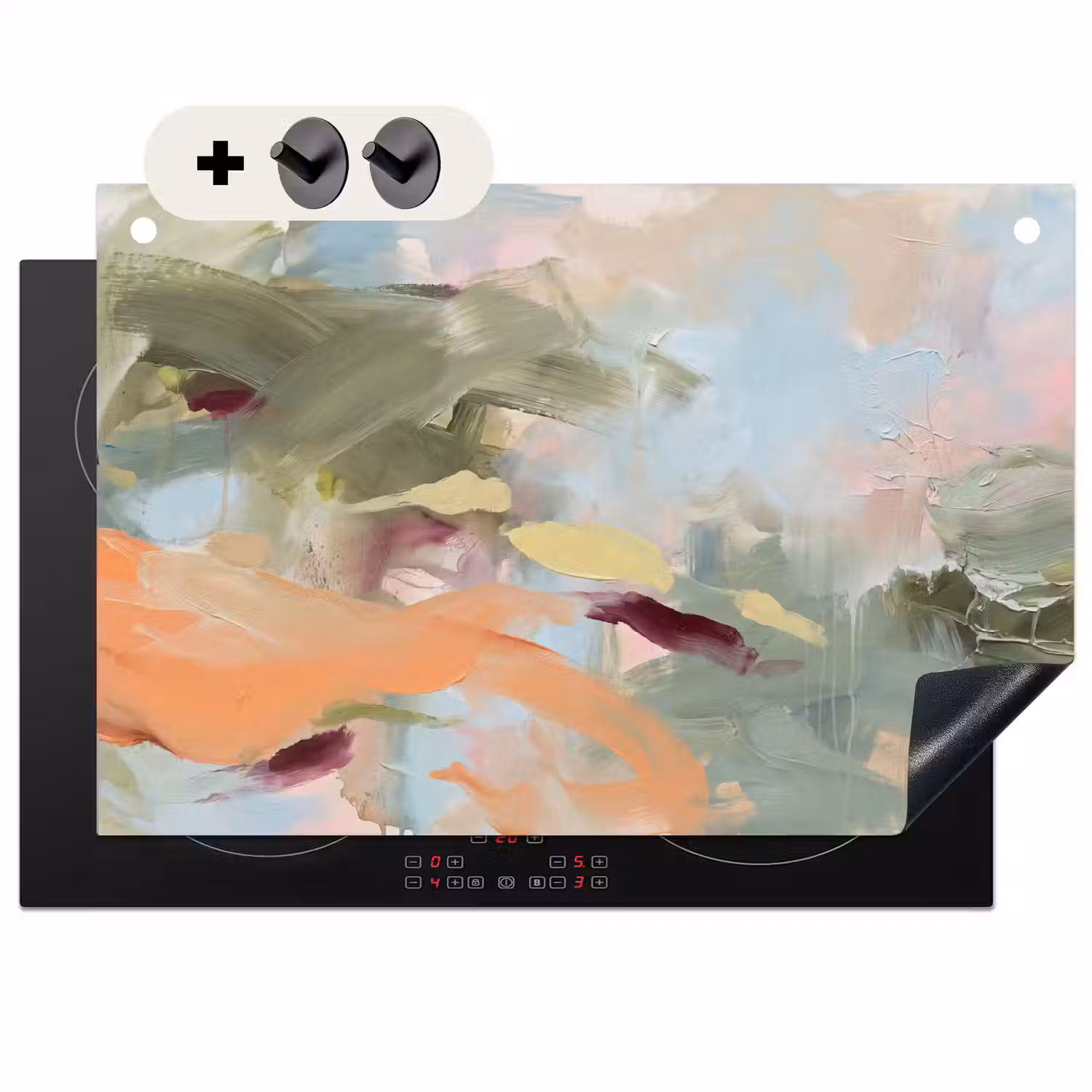 Abstract - Borstelstreken - Kunst - Modern - Pastel Inductie beschemer met haakjes klein -3d