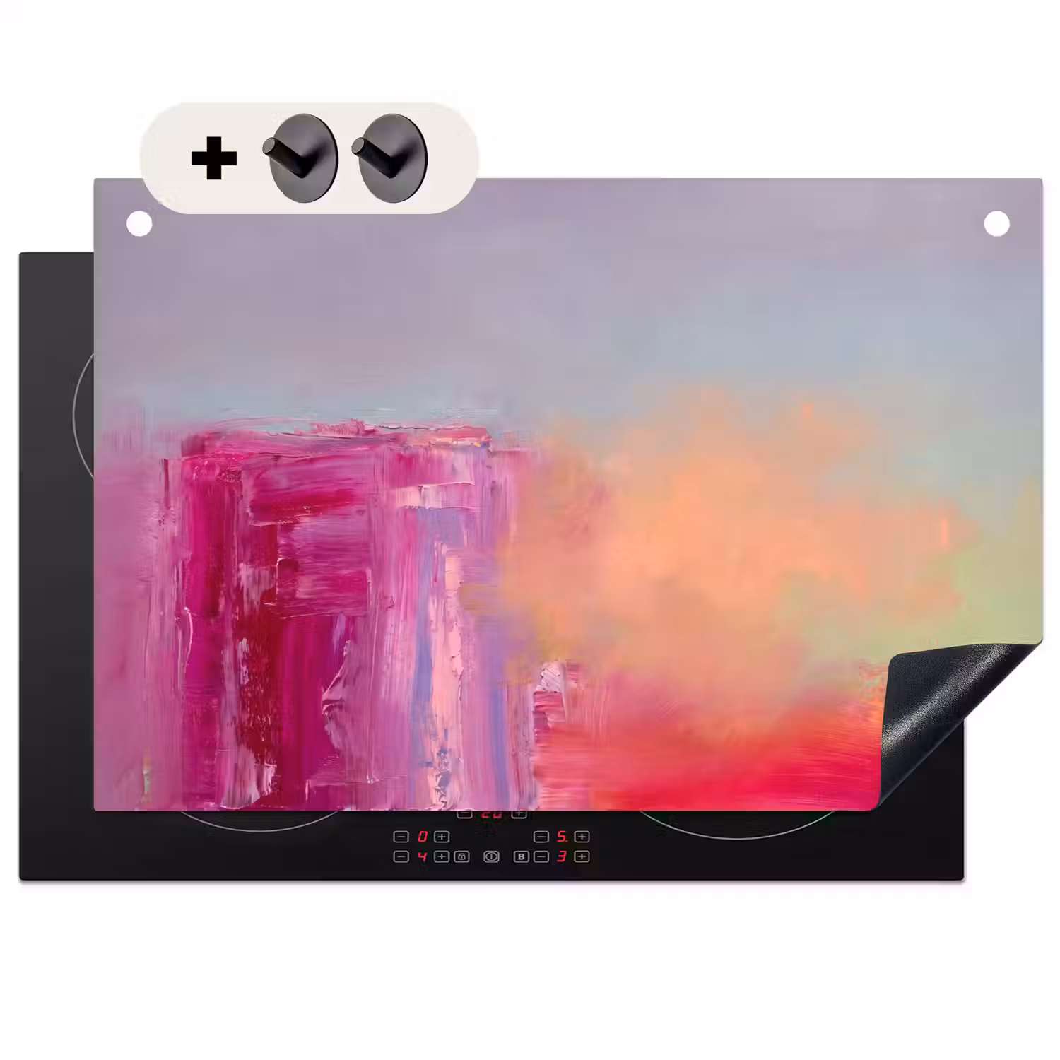 Abstract - Kleuren - Modern - Roze Inductie beschemer met haakjes klein -3d