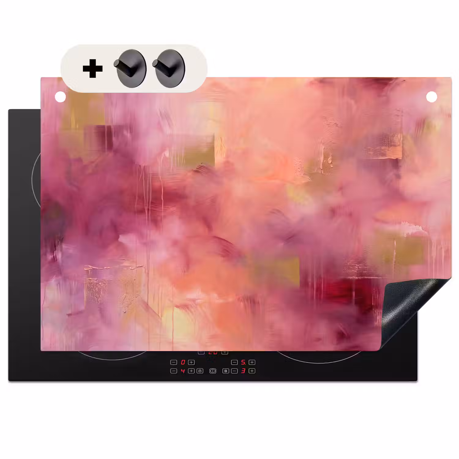 Abstract - Kleuren - Modern - Roze - Paars Inductie beschemer met haakjes klein -3d