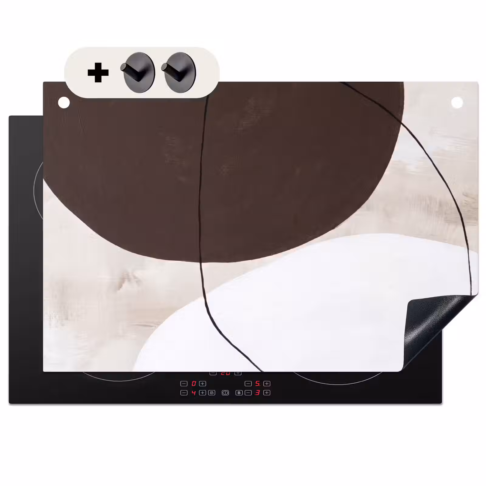 Induction Hob Cover & Splashback (2-in-1) - Abstract - Forms - Modern - Abstract - Vormen - Modern Inductie beschemer met haakjes klein