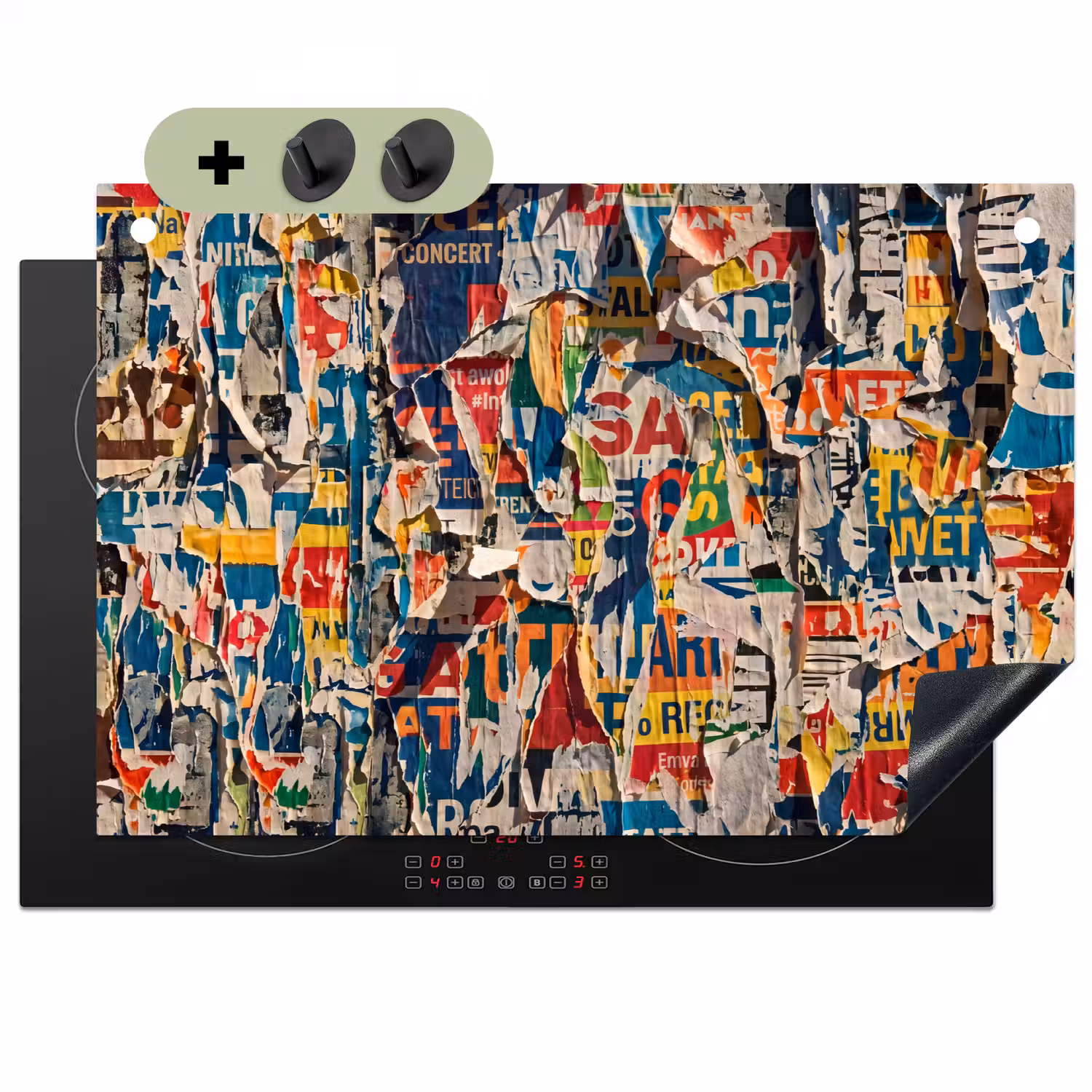 Abstract - Gelaagd papier - Urban - Modern - Kleurrijk Inductie beschemer met haakjes klein -3d