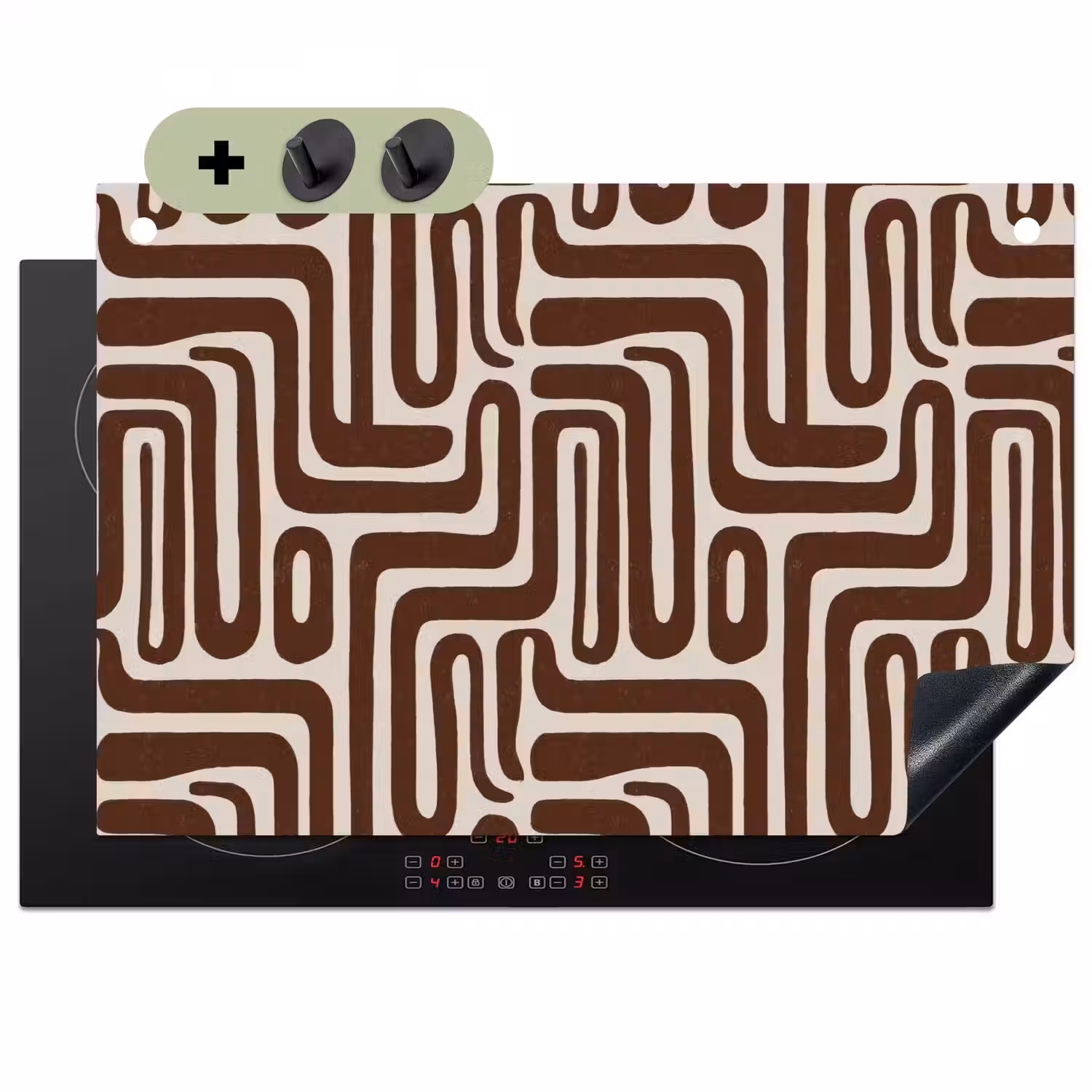 Abstract - Patroon - Bruin Inductie beschemer met haakjes klein 777 -3d
