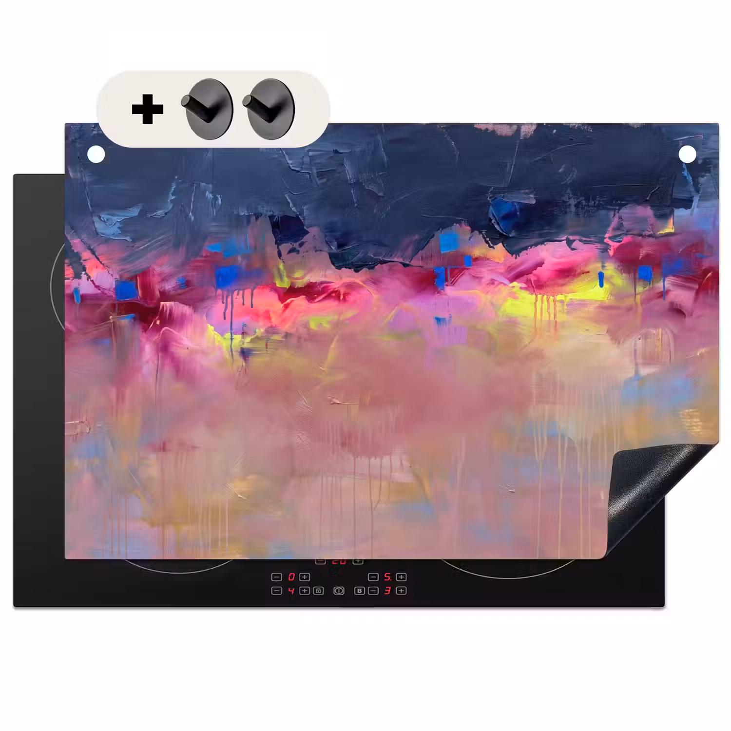 Abstract - Textuur - Kleuren - Modern - Roze Inductie beschemer met haakjes klein -3d