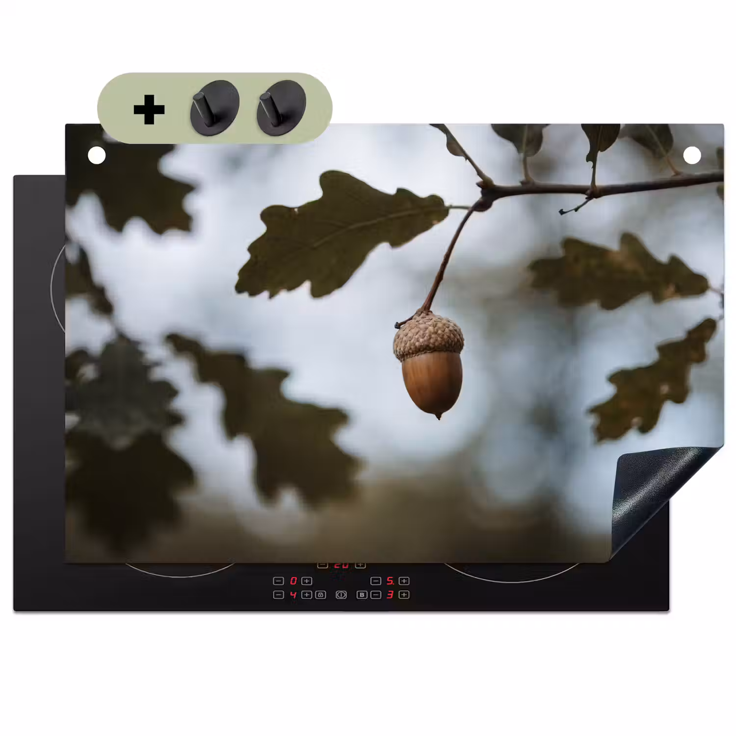 Eikel - Eikenblad - Bos - Herfst - Natuur Inductie beschemer met haakjes klein -3d