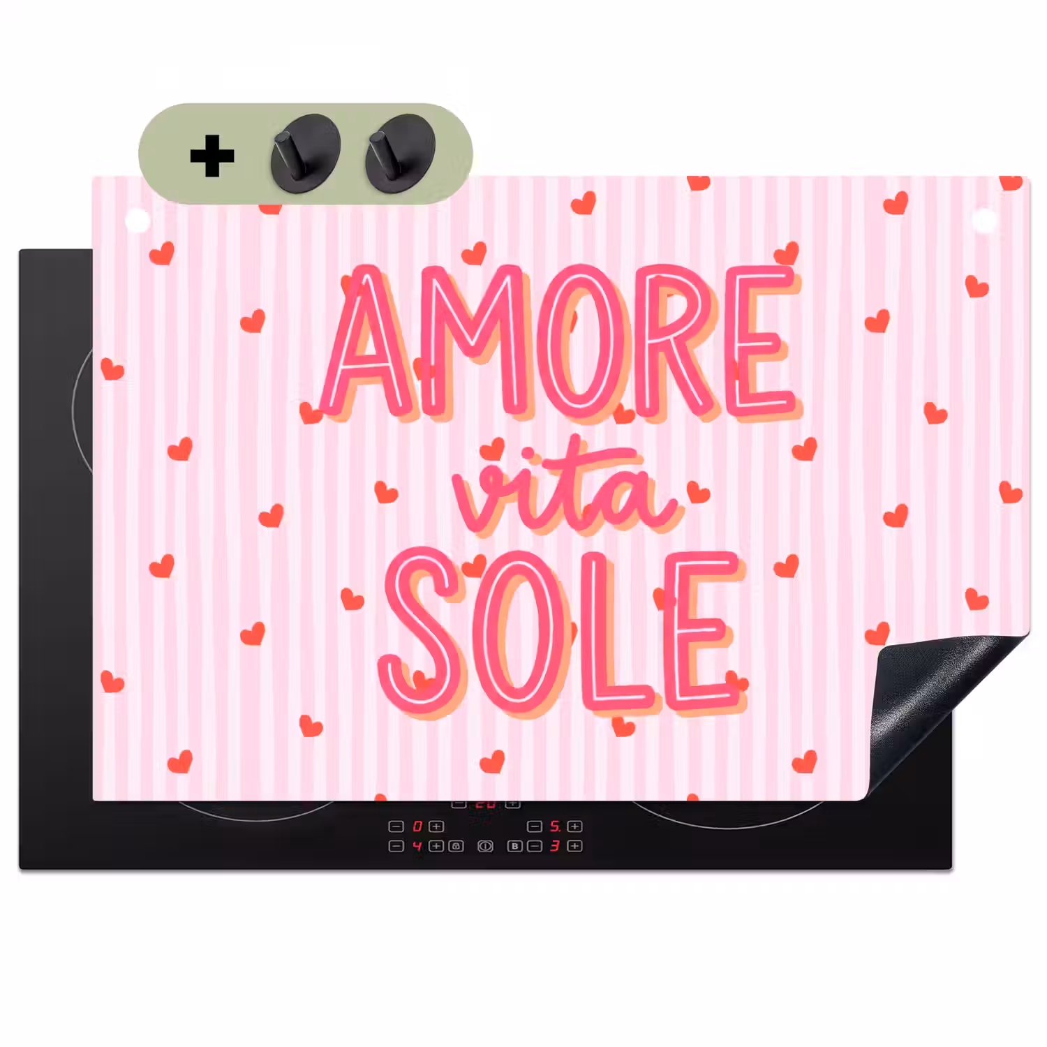 Amore vita sole - Roze - Hartjes Inductie beschemer met haakjes klein -3d