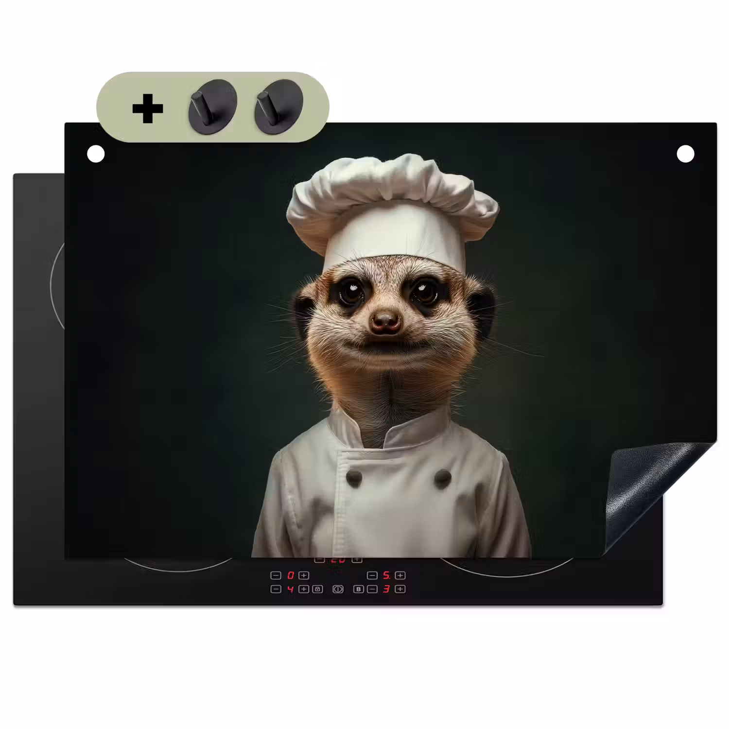 Dier - Kok - Stokstaartje Inductie beschemer met haakjes klein -3d