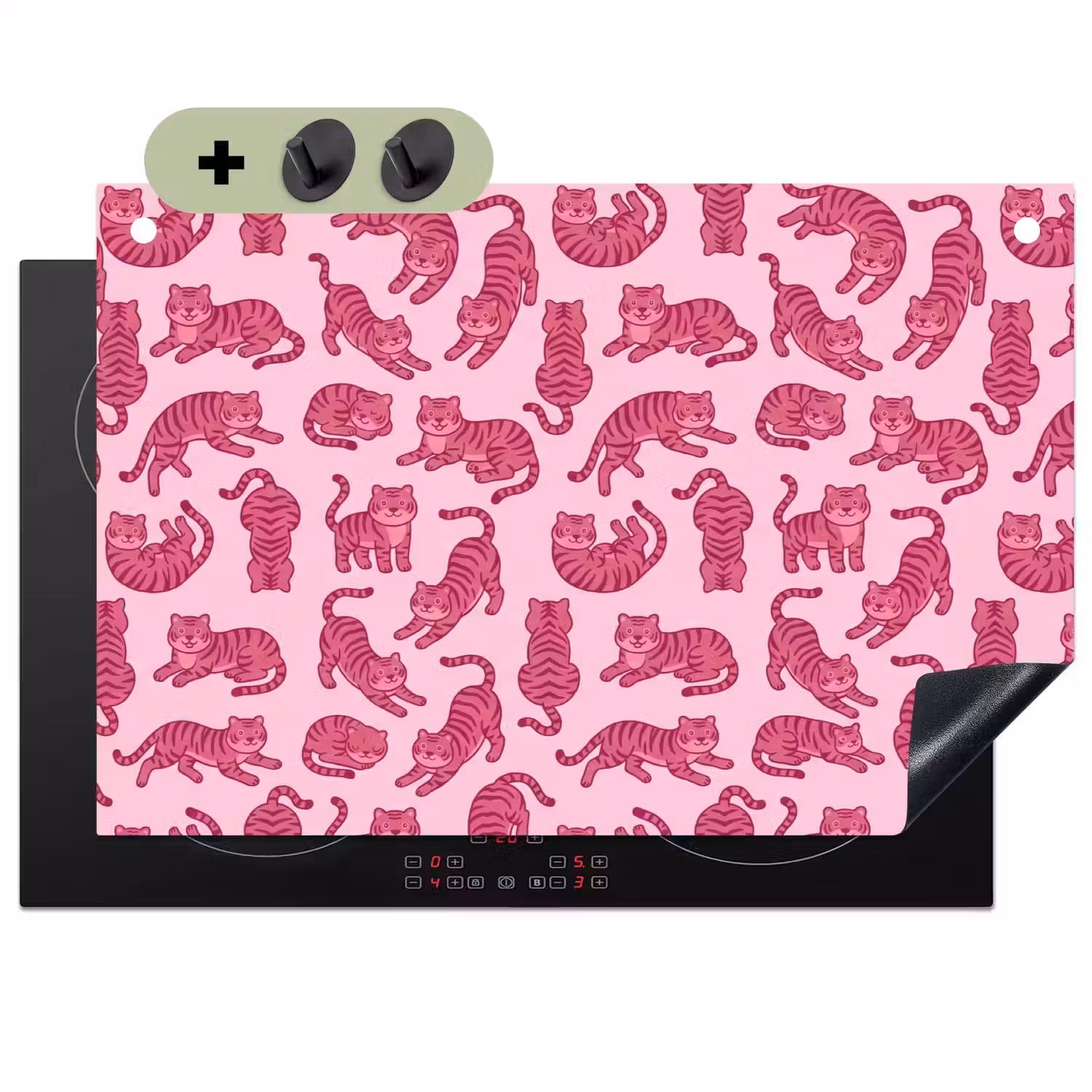 Dieren - Patroon - Roze - Speels - Cartoon Inductie beschemer met haakjes klein -3d
