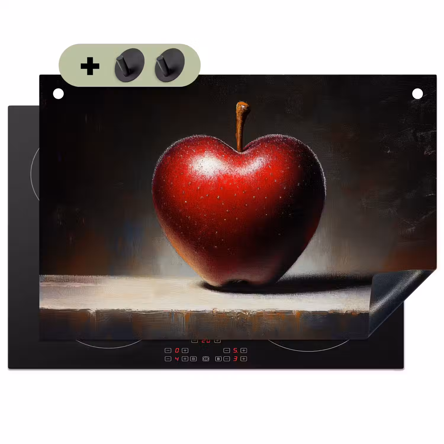 Apple - Hart - Rood Inductie beschemer met haakjes klein -3d