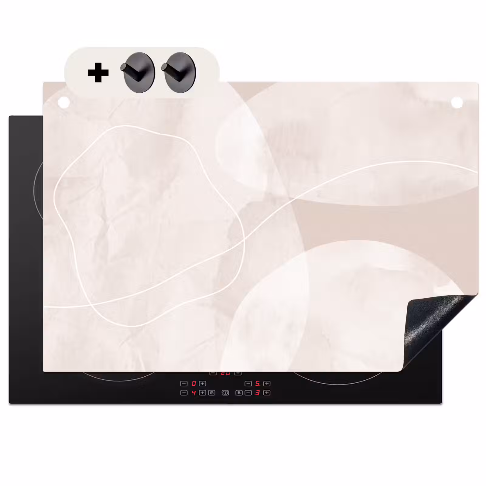Induction Hob Cover & Splashback (2-in-1) - Art - Lines - Modern - Kunst - Lijnen - Modern Inductie beschemer met haakjes klein