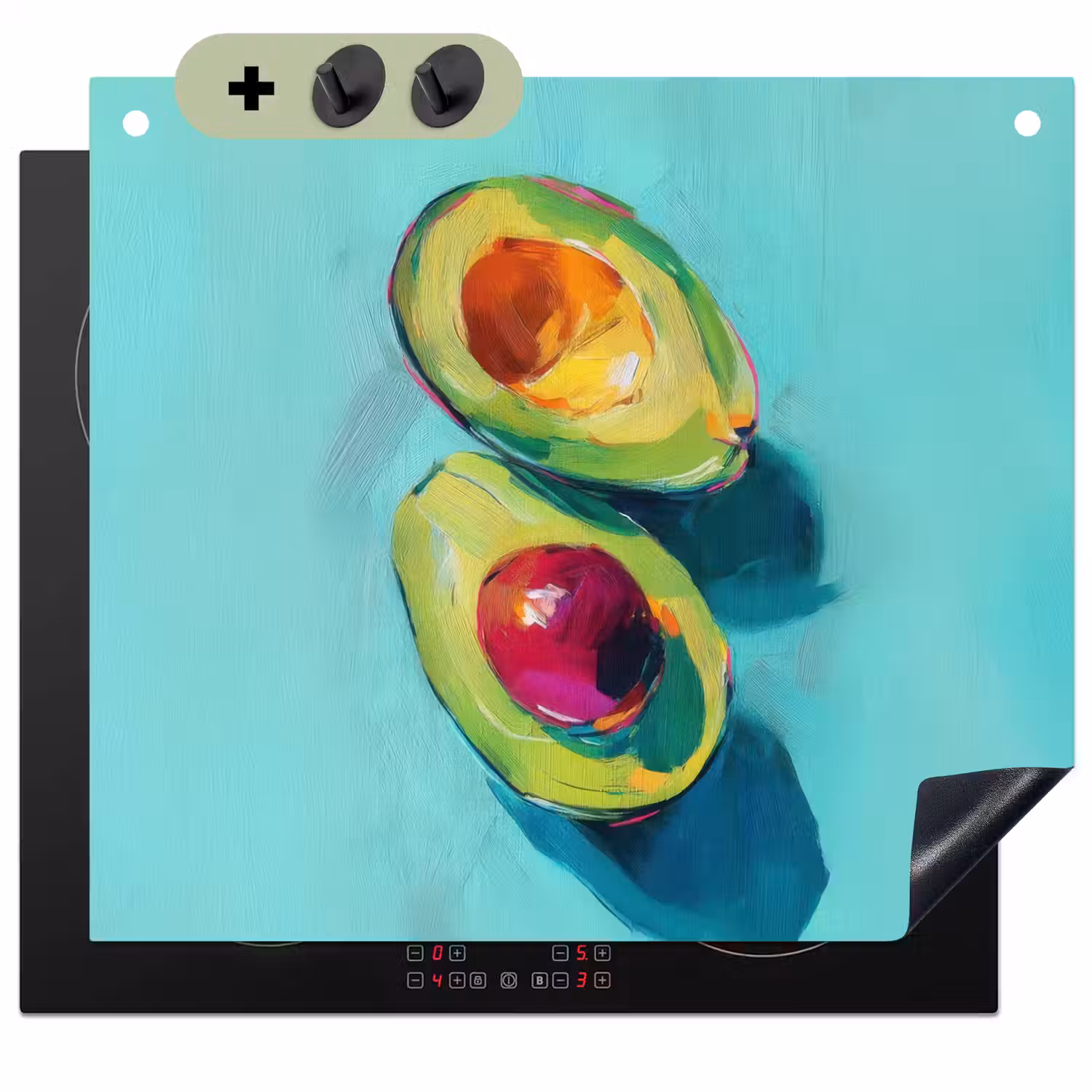 Avocado - Groen - Pit - Schaduw Inductie beschemer met haakjes middel -3d