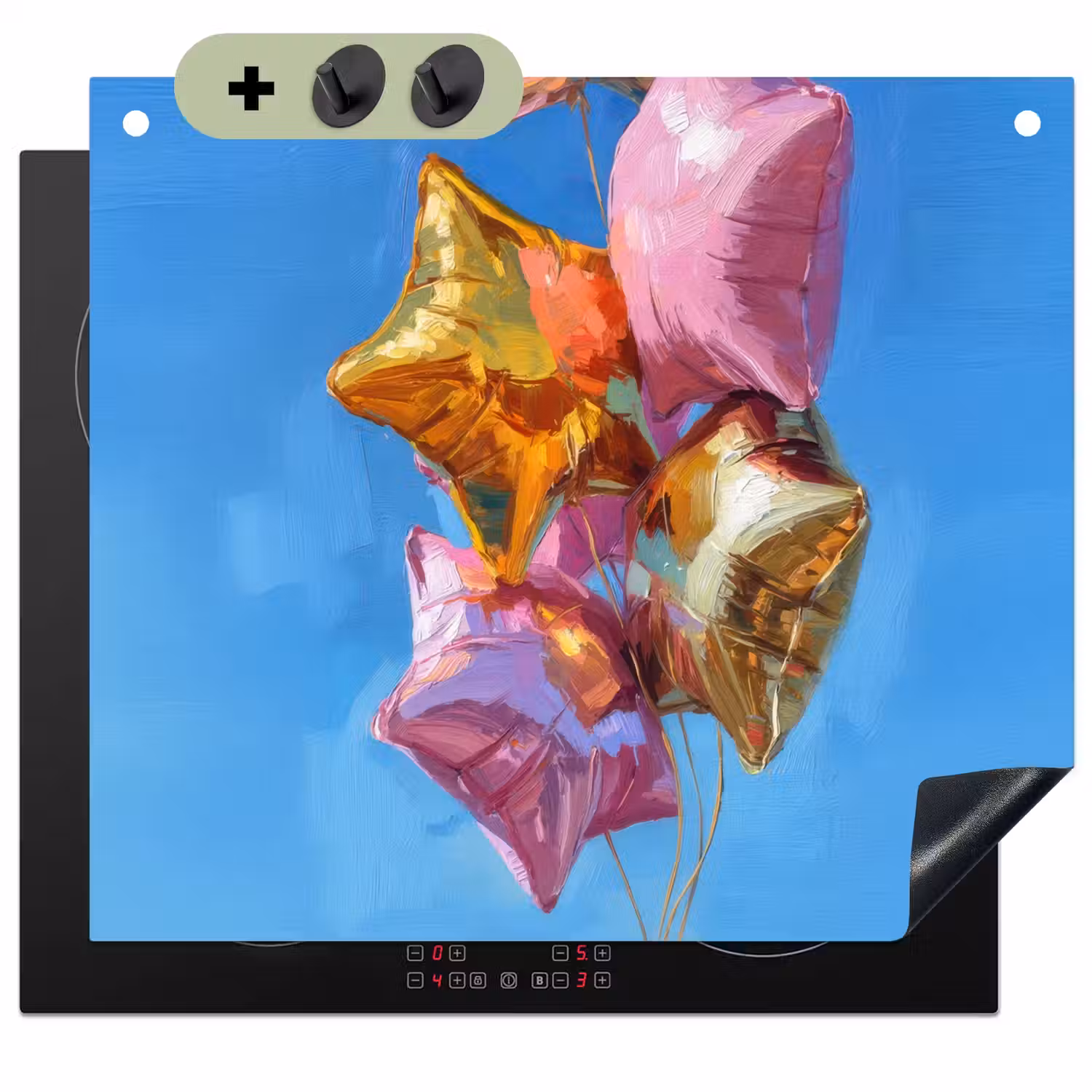 Ballonnen - Goud - Stervorm - Roze Inductie beschemer met haakjes middel -3d