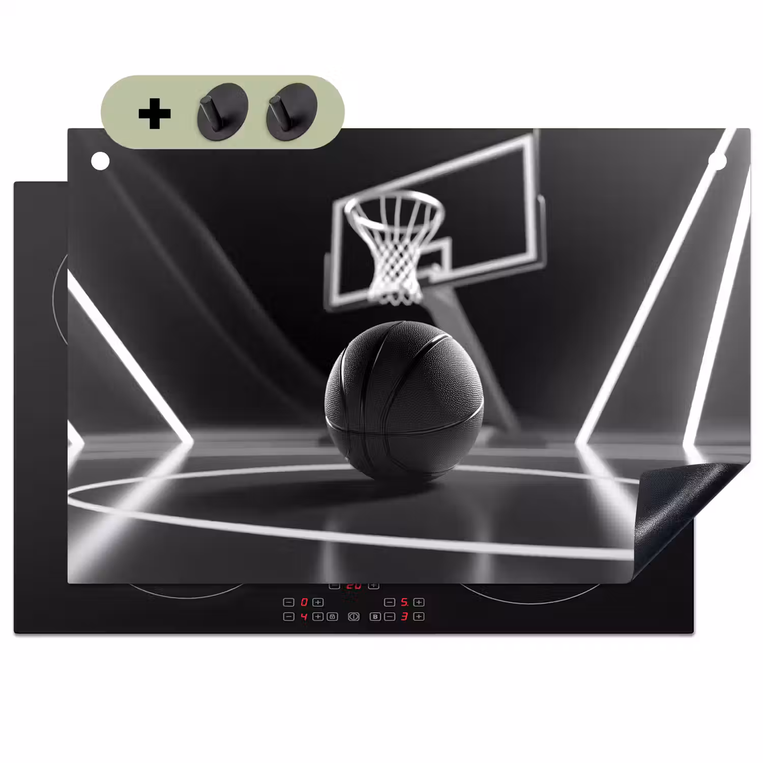 Basketbal - Basketbalveld - Lichtlijnen Inductie beschemer met haakjes klein -3d