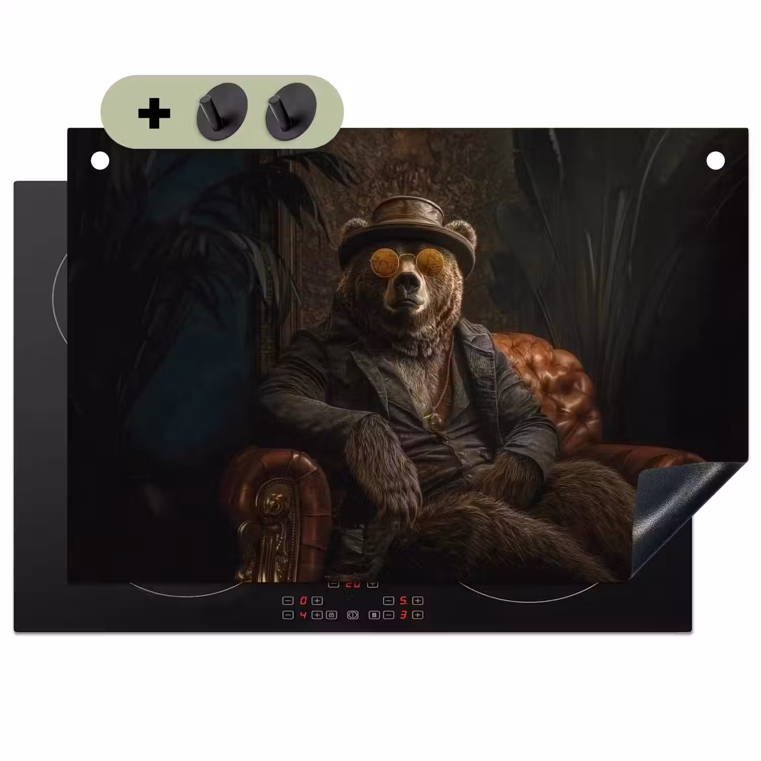 Beer - Bruin - Pak - Hoed Inductie beschemer met haakjes klein -3d