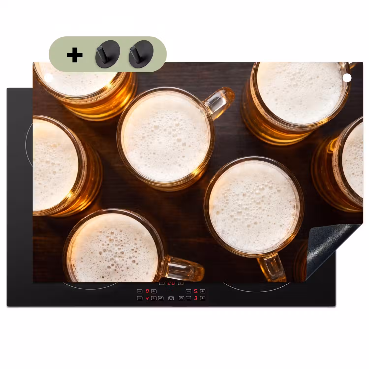 Bier - Glazen - Schuim - Hout - Drank Inductie beschemer met haakjes klein -3d