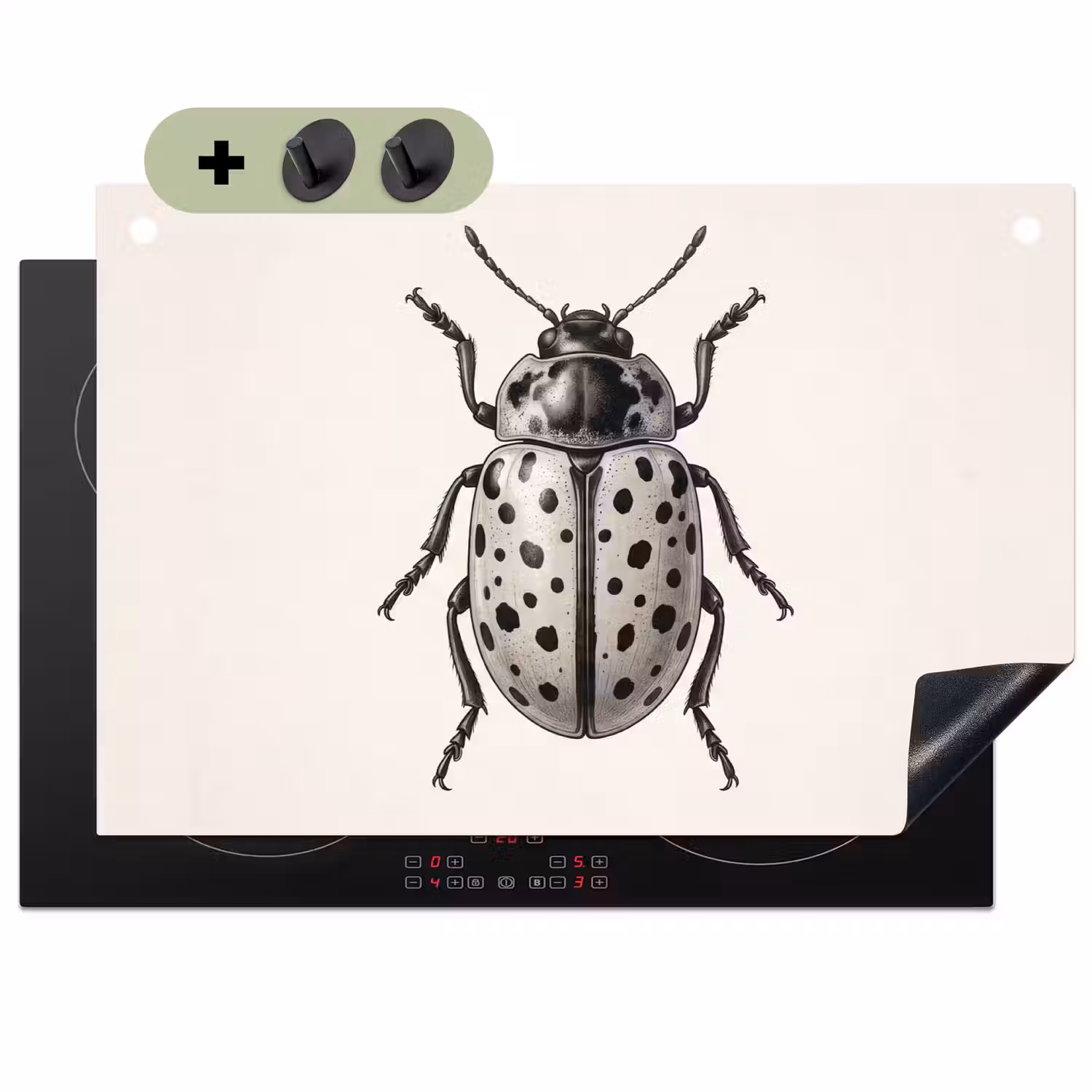 Kever - Insect - Vintage Inductie beschemer met haakjes klein -3d