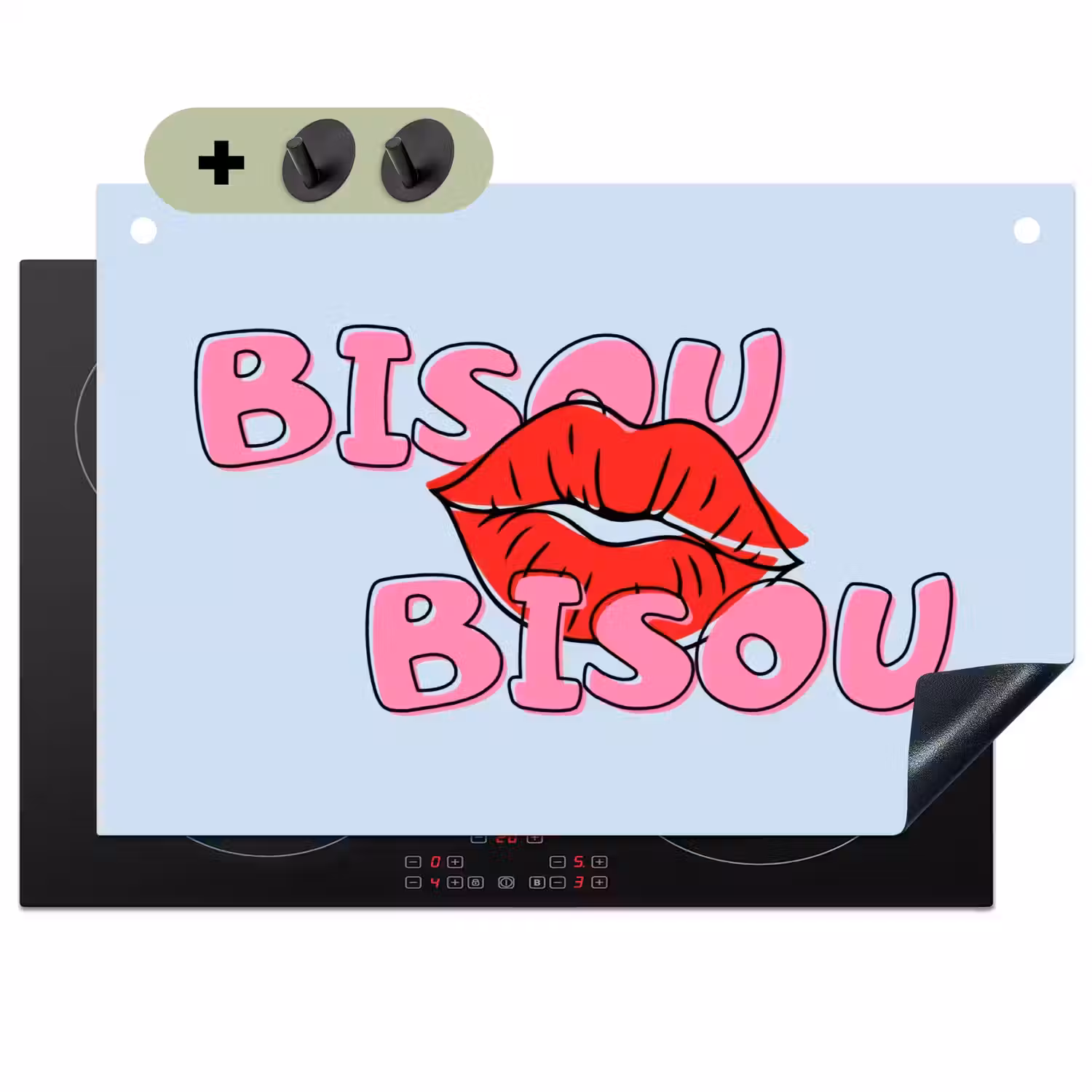 Bisou - Blauw - Roze - Lippen Inductie beschemer met haakjes klein -3d