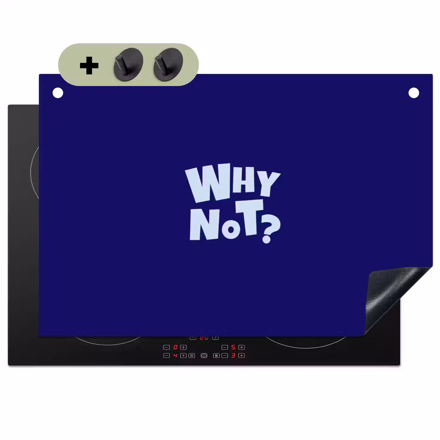 Blauw - Why not - Minimalistisch Inductie beschemer met haakjes klein -3d