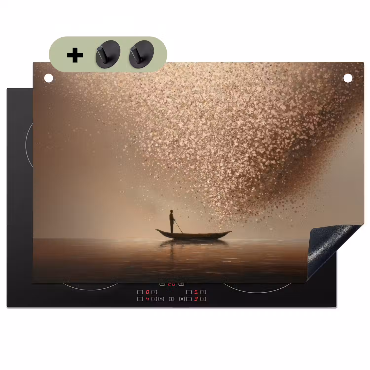 Bootje - Blaadjes - Goud - Water Inductie beschemer met haakjes klein -3d