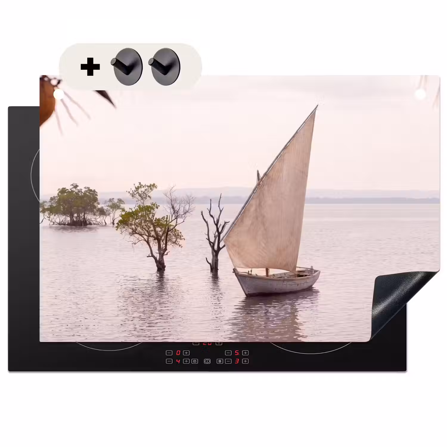 Boot - Zeil - Water - Tropisch - Natuur Inductie beschemer met haakjes klein -3d