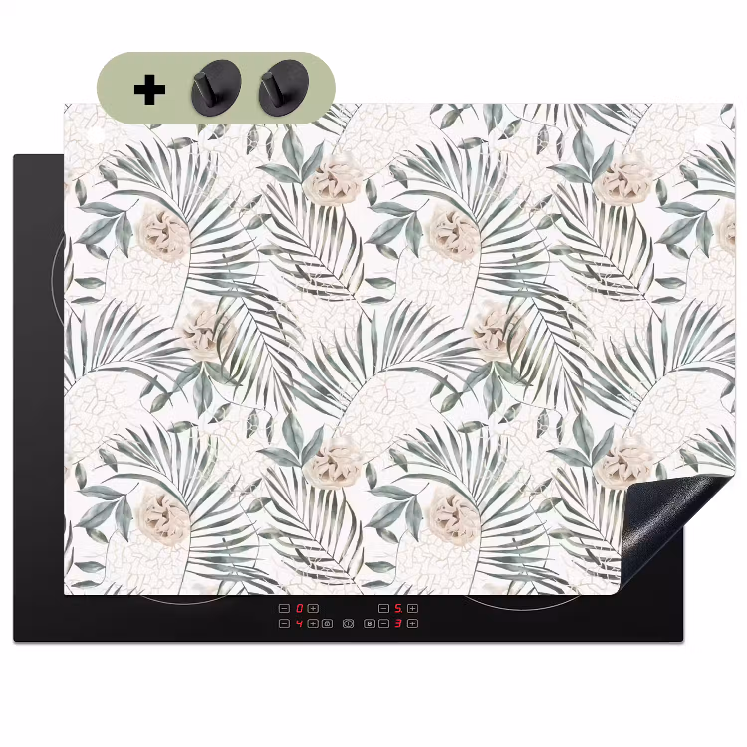Boho - Jungle - Bloemen - Bladeren Inductie beschemer met haakjes klein -3d