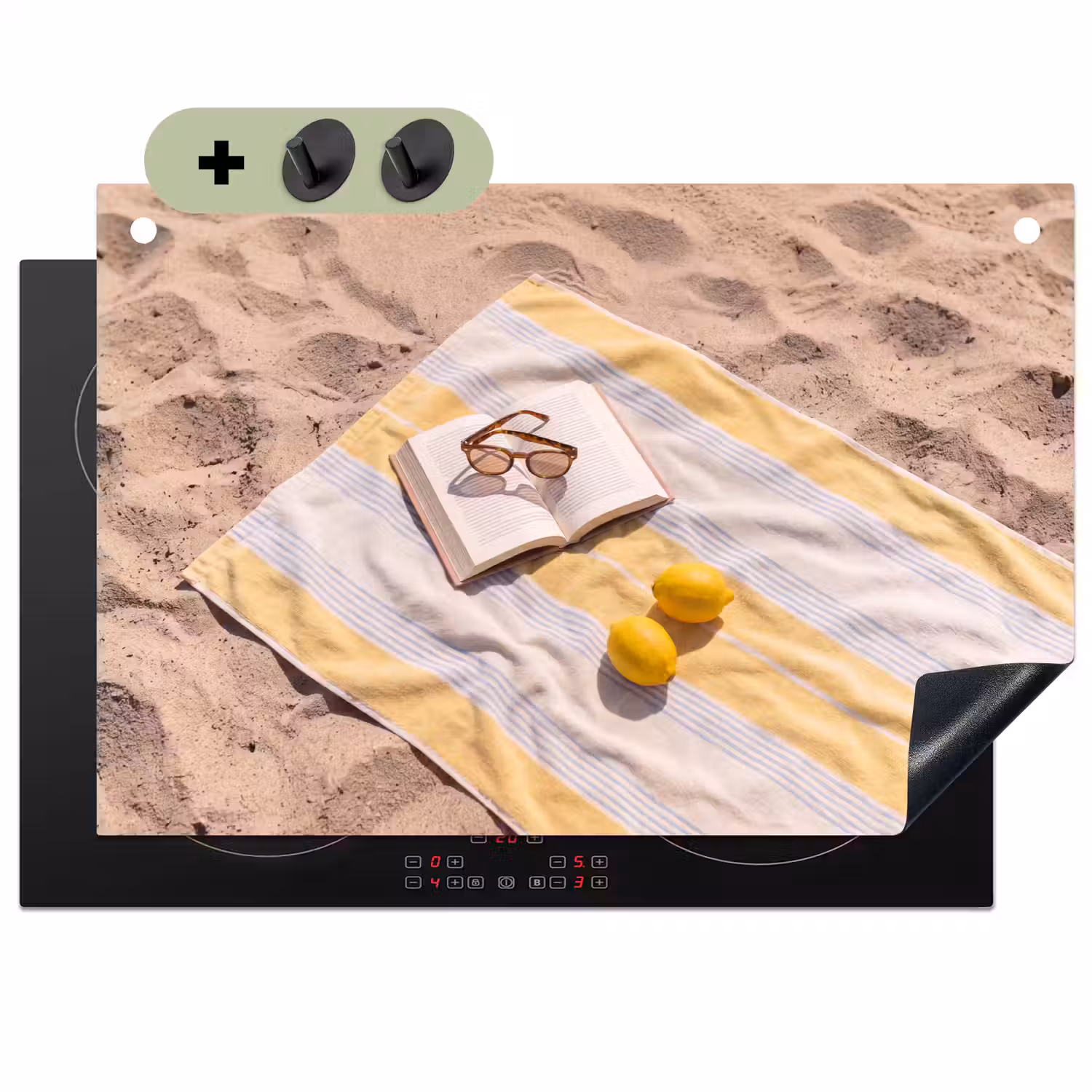 Boek - Zonnebril - Strand - Zomer - Geel Inductie beschemer met haakjes klein -3d