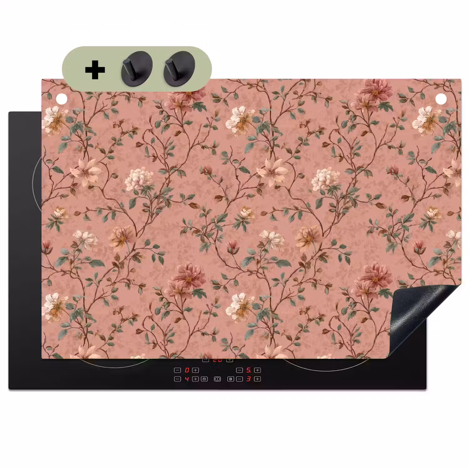 Botanisch - Bloemen - Roze Inductie beschemer met haakjes klein 777 -3d