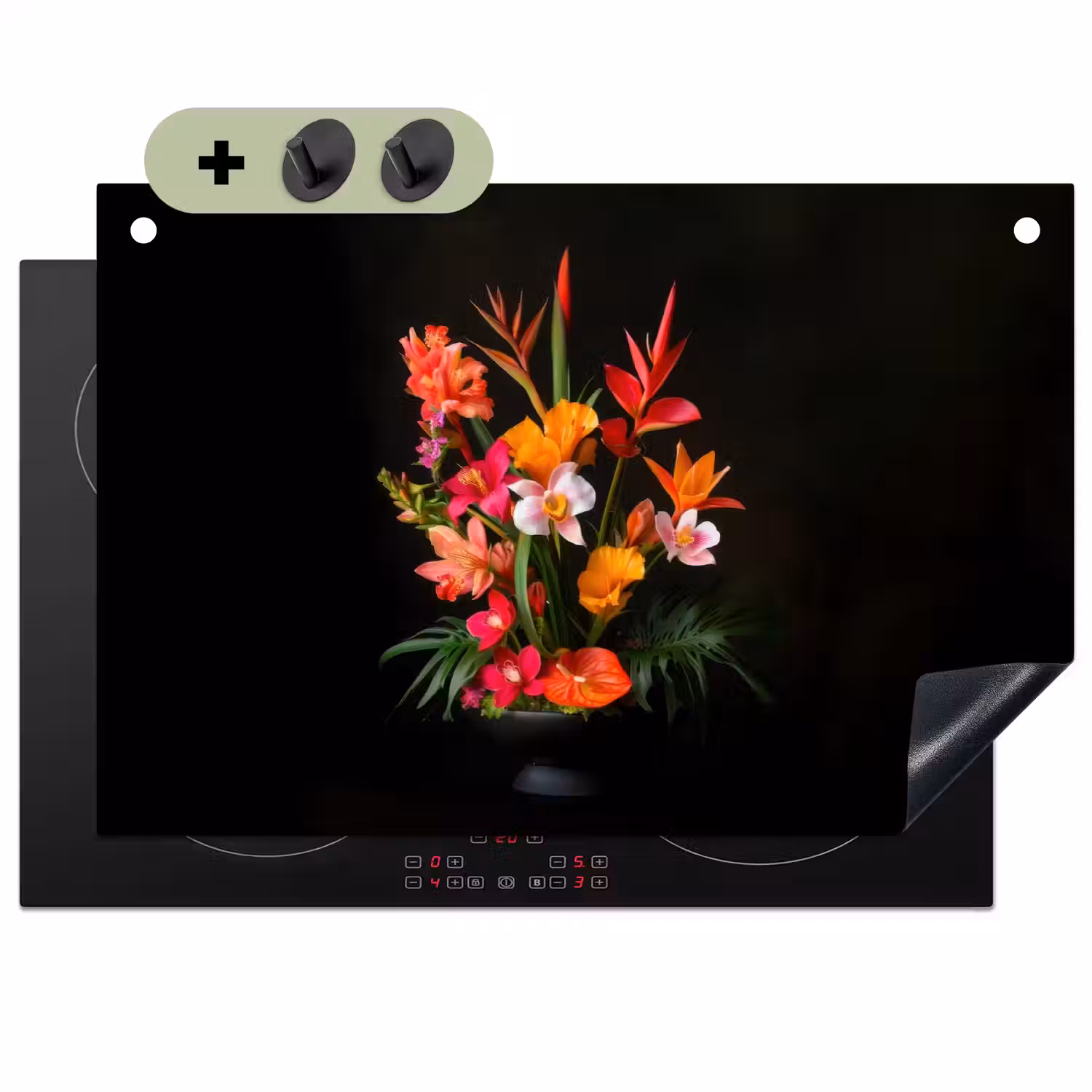 Boeket - Bloemen - Exotisch Inductie beschemer met haakjes klein -3d