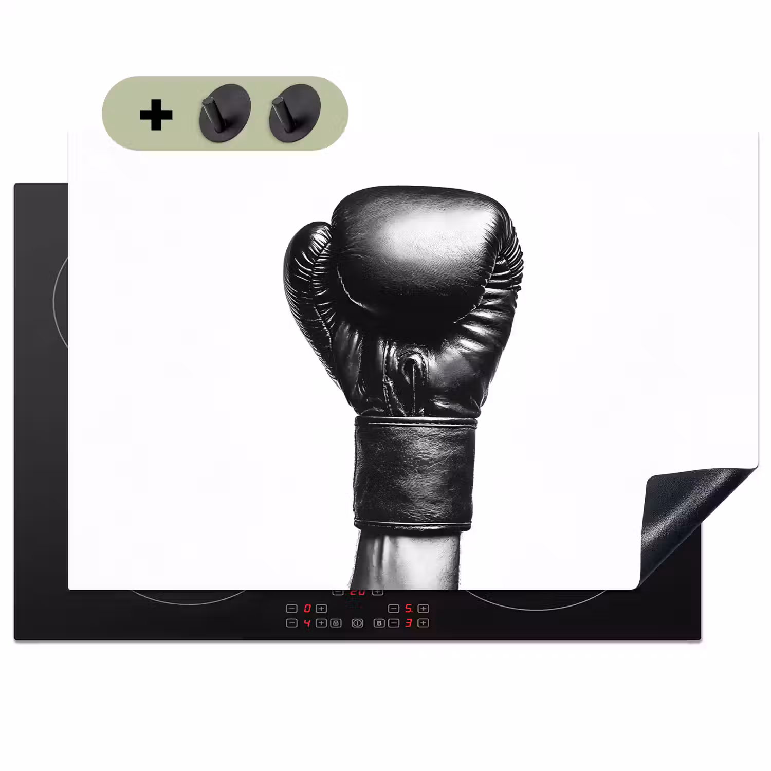 Bokshandschoen - Zwart - Hand Inductie beschemer met haakjes klein -3d
