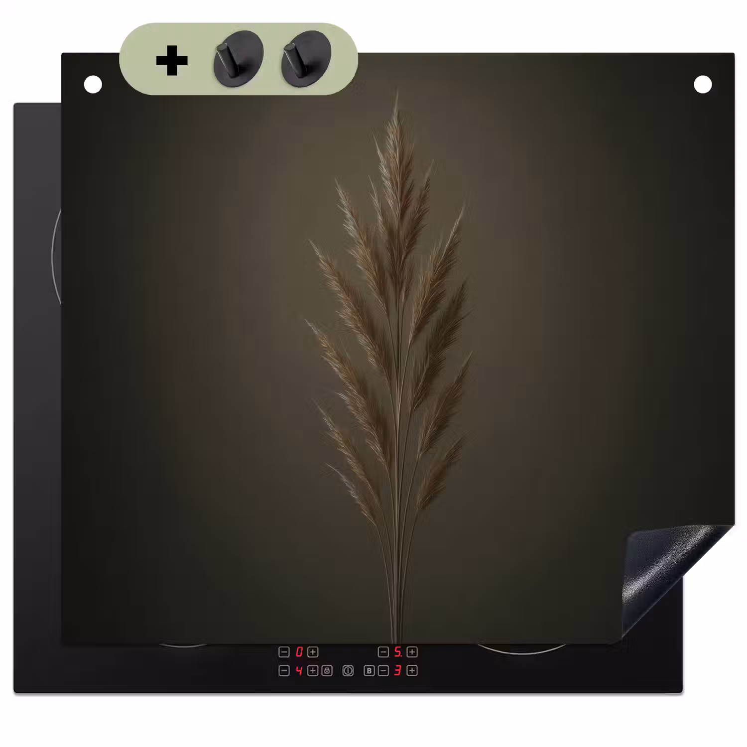 Tak - Pluimgras - Donkerbruin Inductie beschemer met haakjes middel -3d