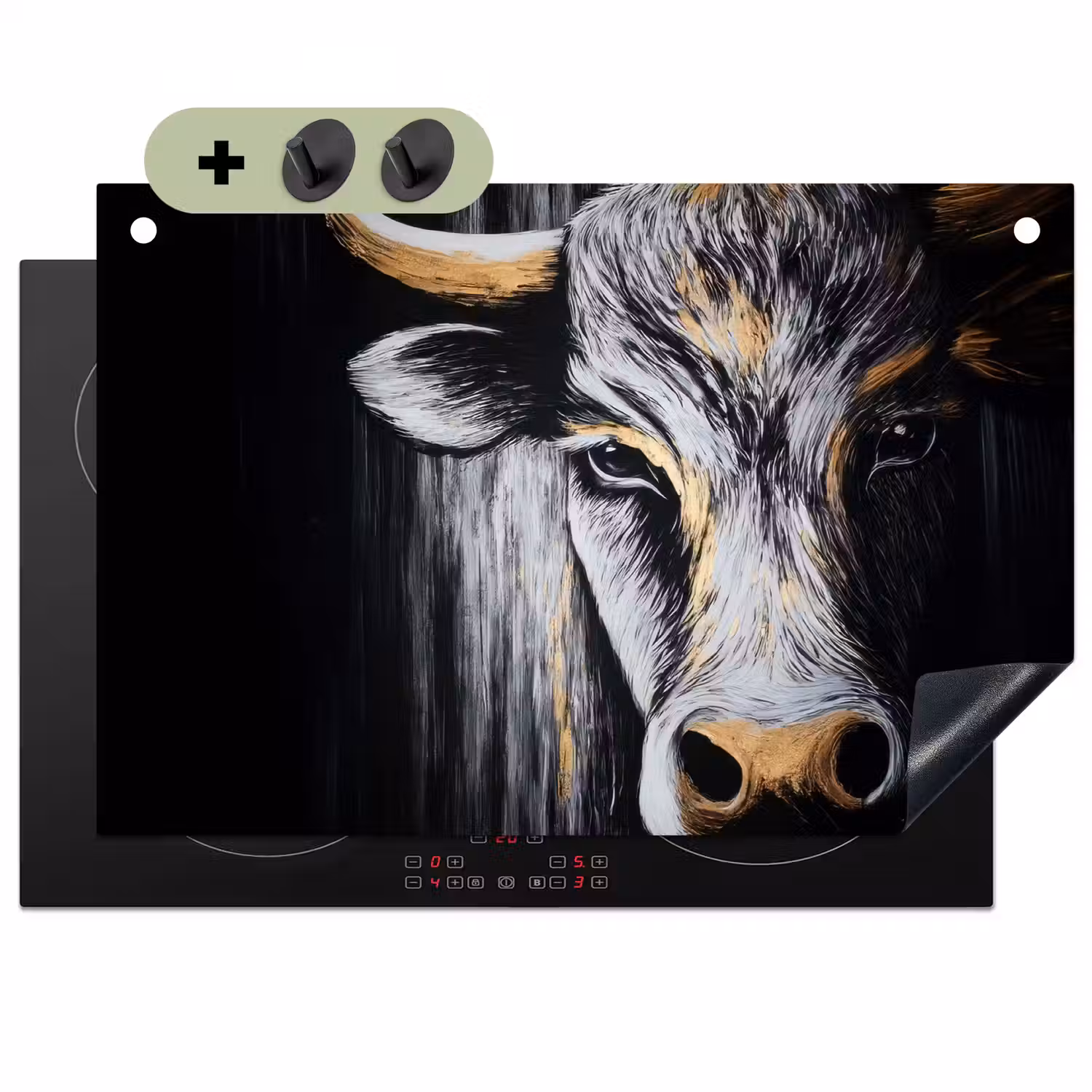 Stier - Hoorns - Snuit - Goud Inductie beschemer met haakjes klein -3d