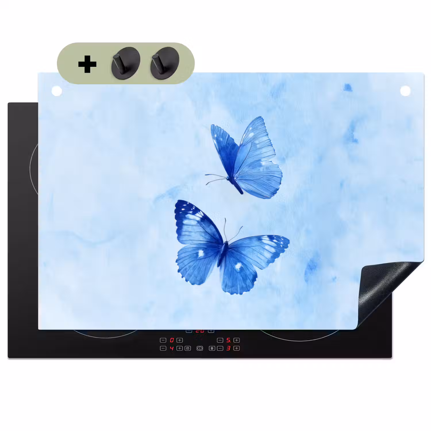 Vlinders - Sierlijk - Blauw Inductie beschemer met haakjes klein -3d