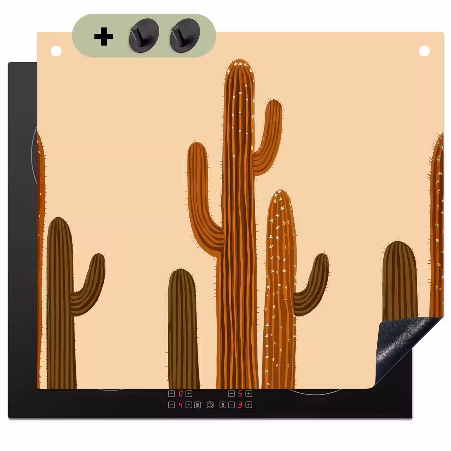 Cactus - Woestijn - Zand - Bruin Inductie beschemer met haakjes middel -3d