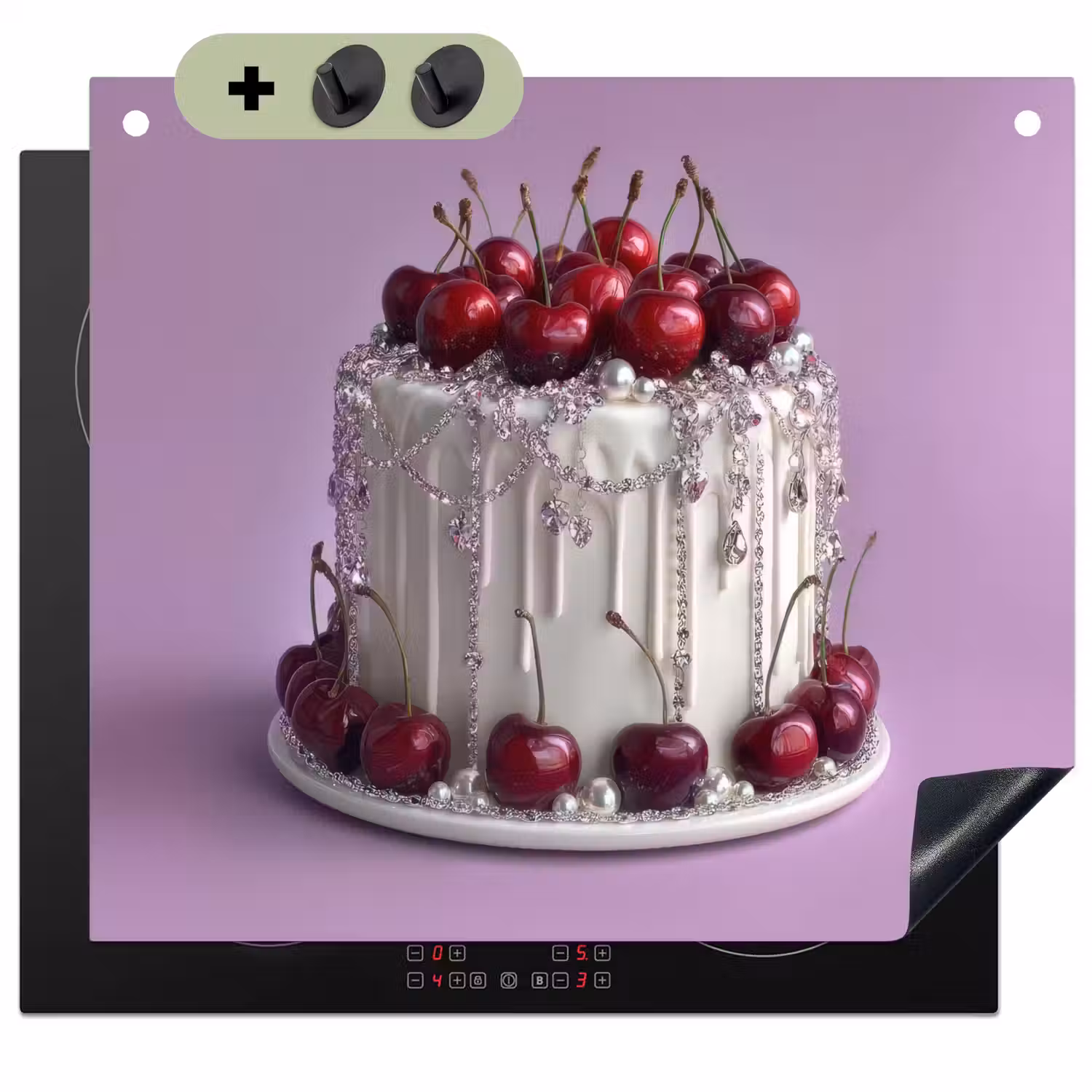 Taart - Kersen - Juwelen - Rood Inductie beschemer met haakjes middel -3d