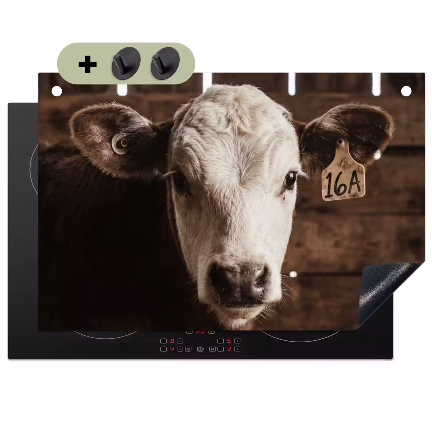 Kalf - Oormerk - Houten stal Inductie beschemer met haakjes klein -3d