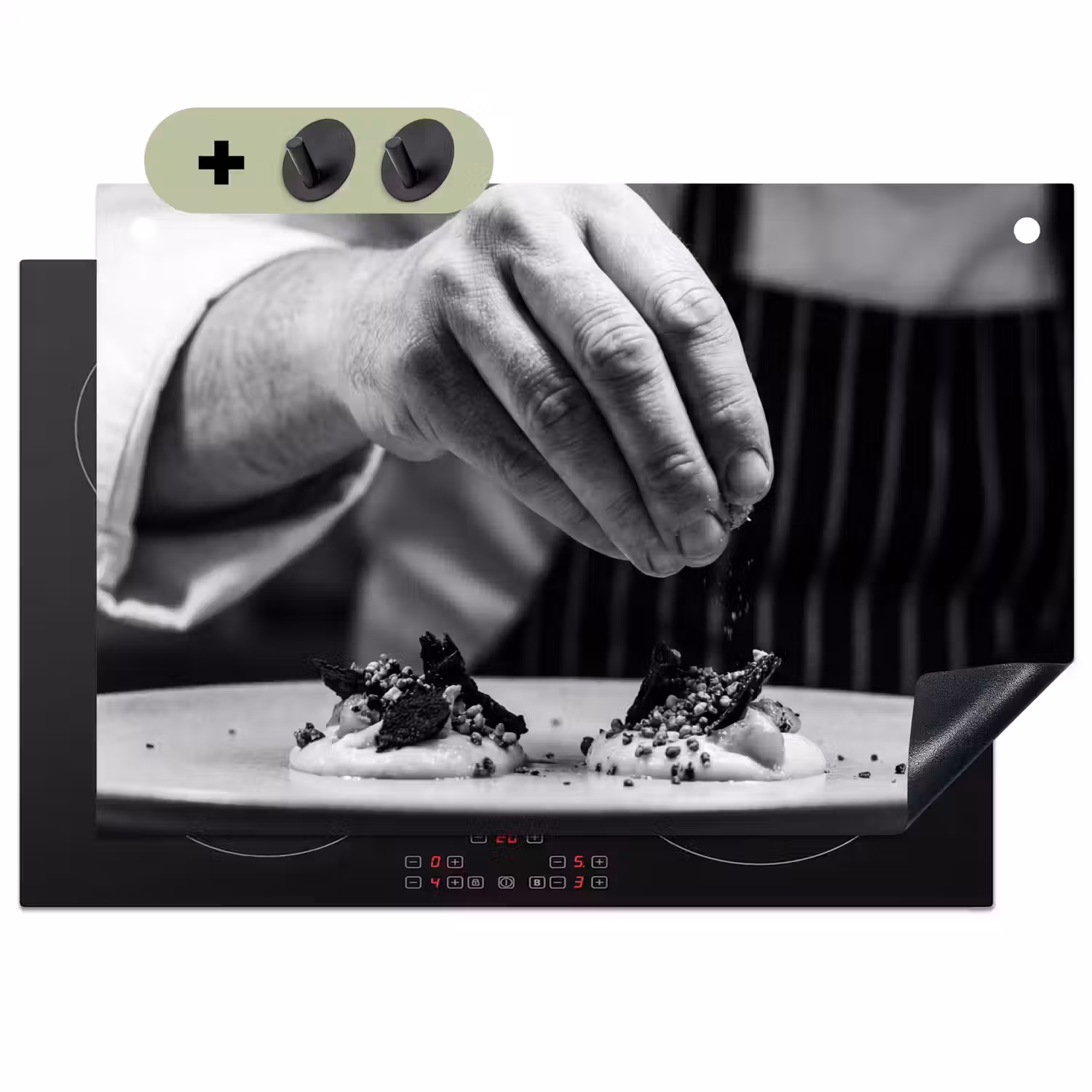 Chef - Garnering - Gerecht Inductie beschemer met haakjes klein -3d