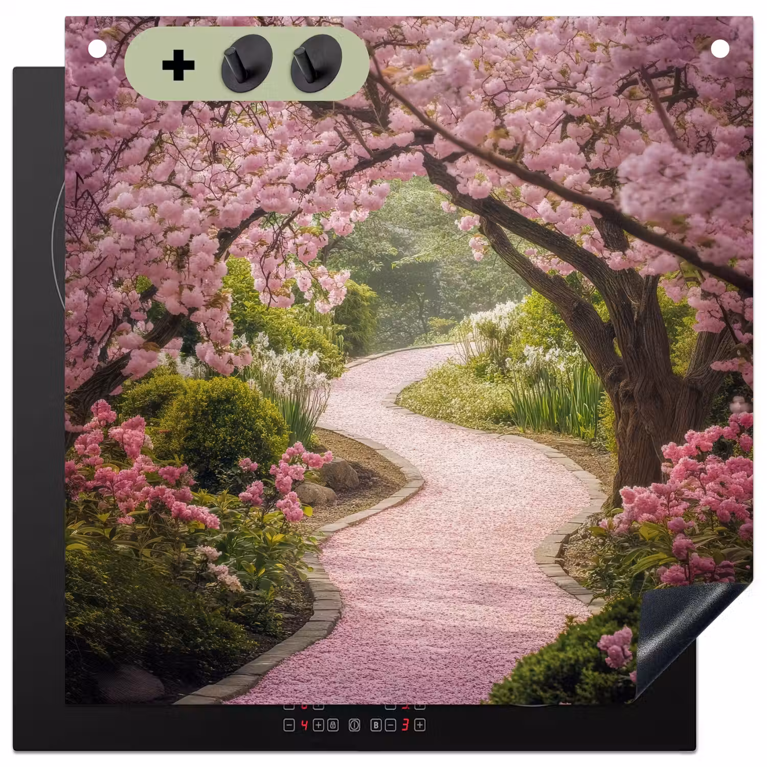 Kersenbloesem - Natuur - Sakura - Pad - Japanse tuin Inductie beschemer met haakjes middel -3d