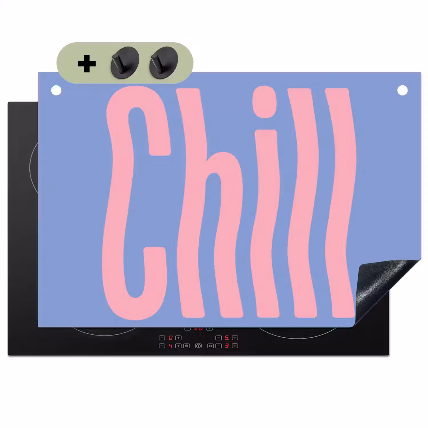 Chill - Roze - Blauw - Golvend Inductie beschemer met haakjes klein -3d