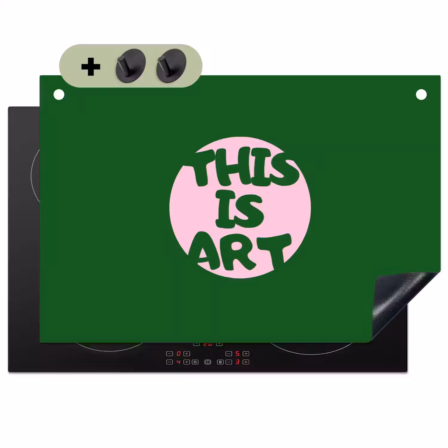Cirkel - Roze - Tekst - Art Inductie beschemer met haakjes klein -3d