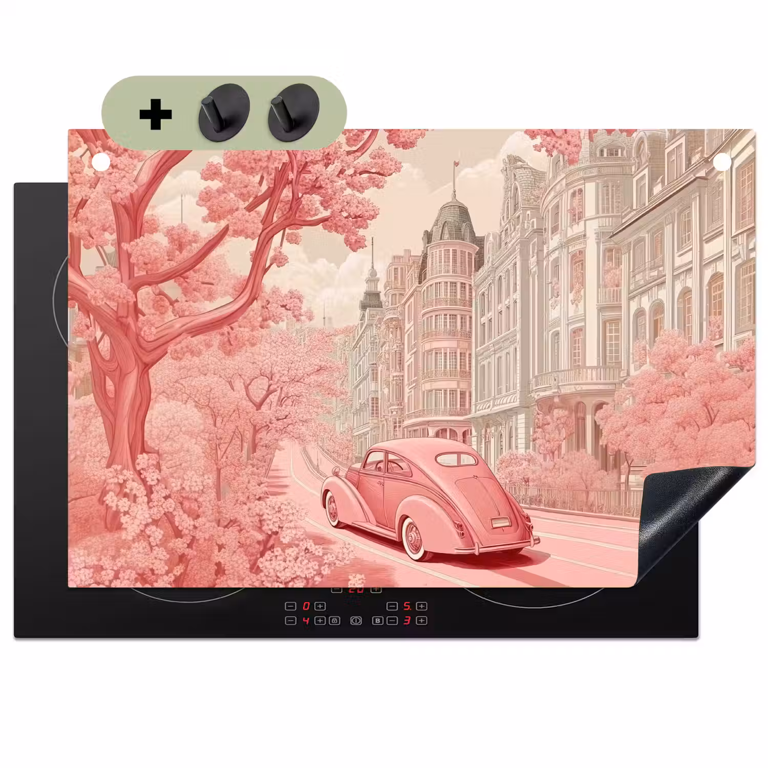 City - Car - Pink Inductie beschemer met haakjes klein -3d