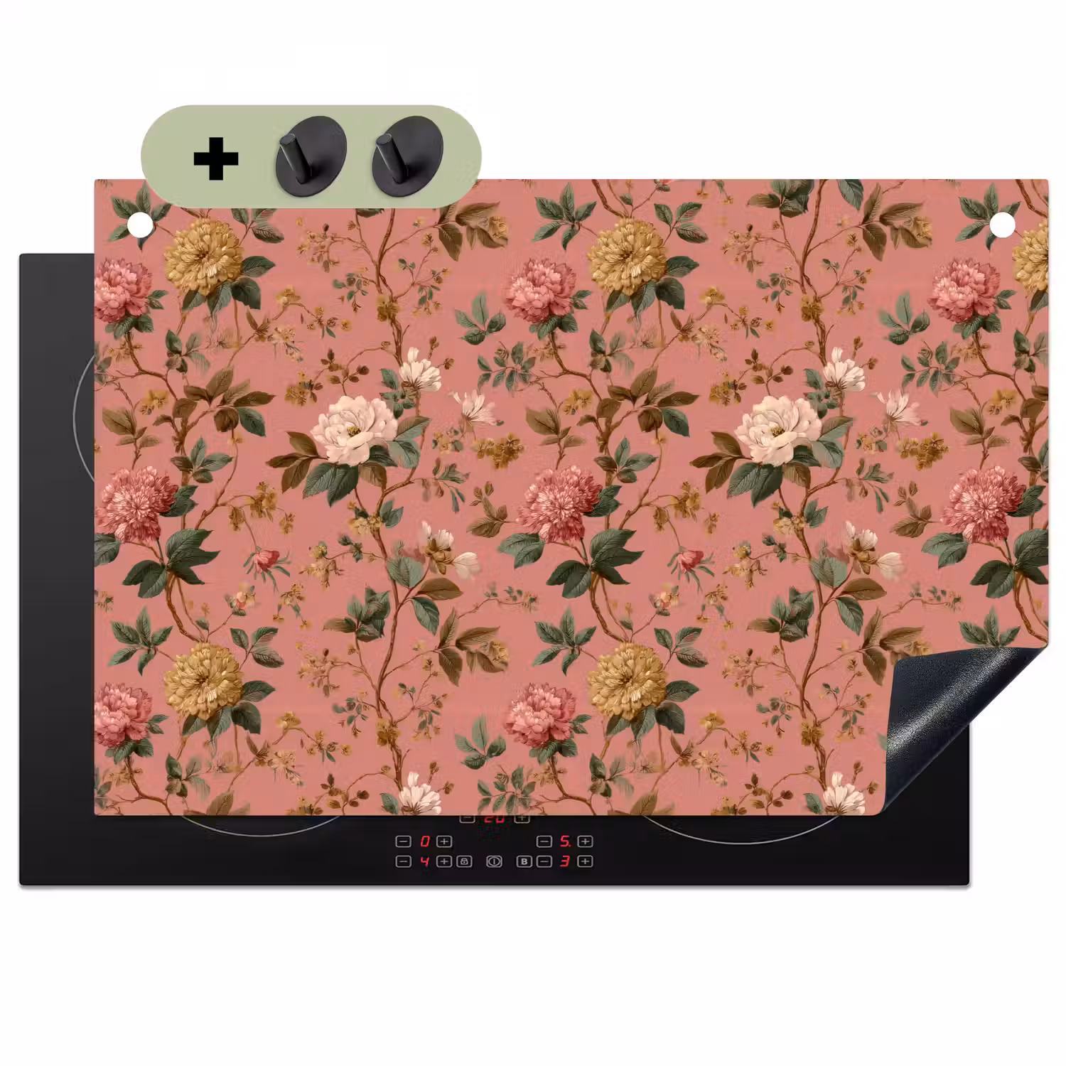 Klassiek - Botanisch - Roze Inductie beschemer met haakjes klein 777 -3d
