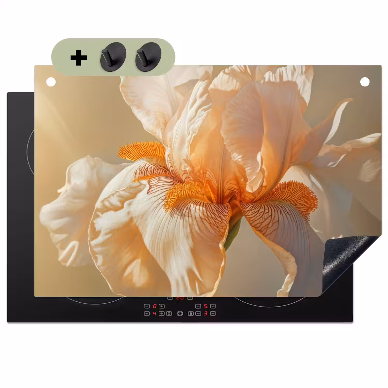 Close up - Oranje - Iris Inductie beschemer met haakjes klein -3d