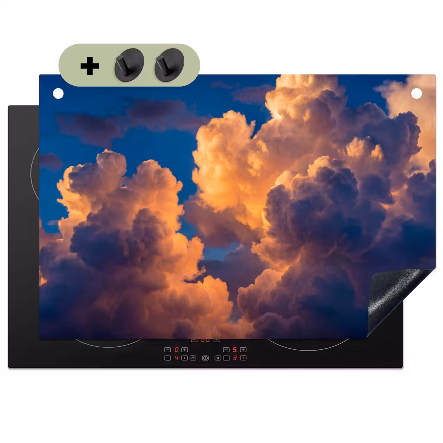 Wolken - Zonsondergang - Natuur - Oranje - Blauw Inductie beschemer met haakjes klein -3d