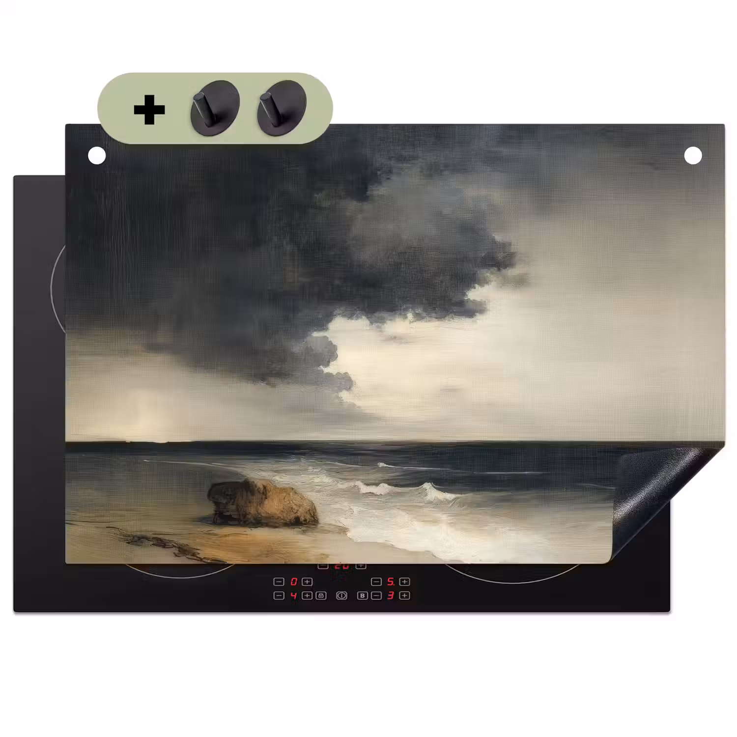 Kust - Golven - Rots - Storm Inductie beschemer met haakjes klein -3d