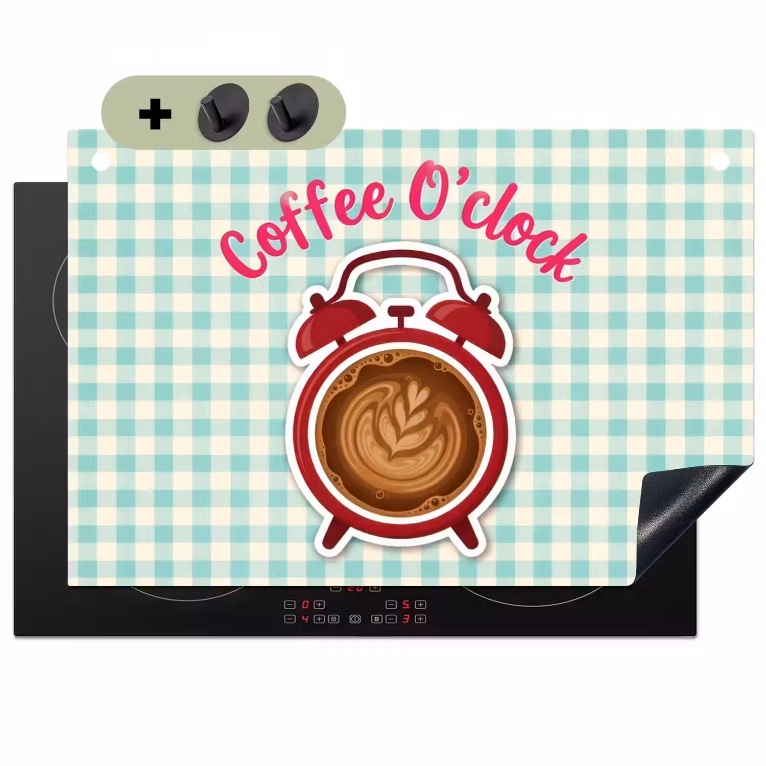 Koffie - Klok - Groen Inductie beschemer met haakjes klein -3d