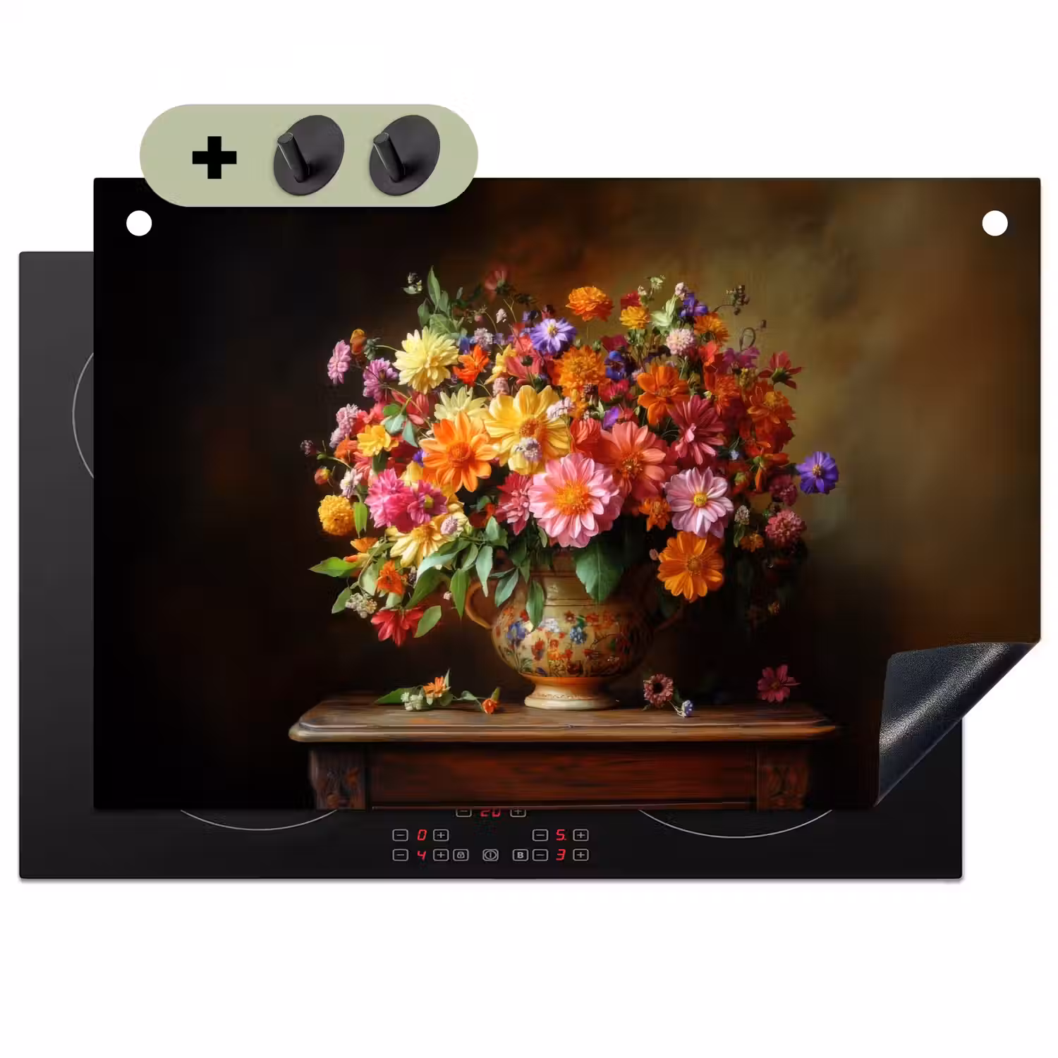 Kleuren - Boeket - Vaas - Hout Inductie beschemer met haakjes klein -3d