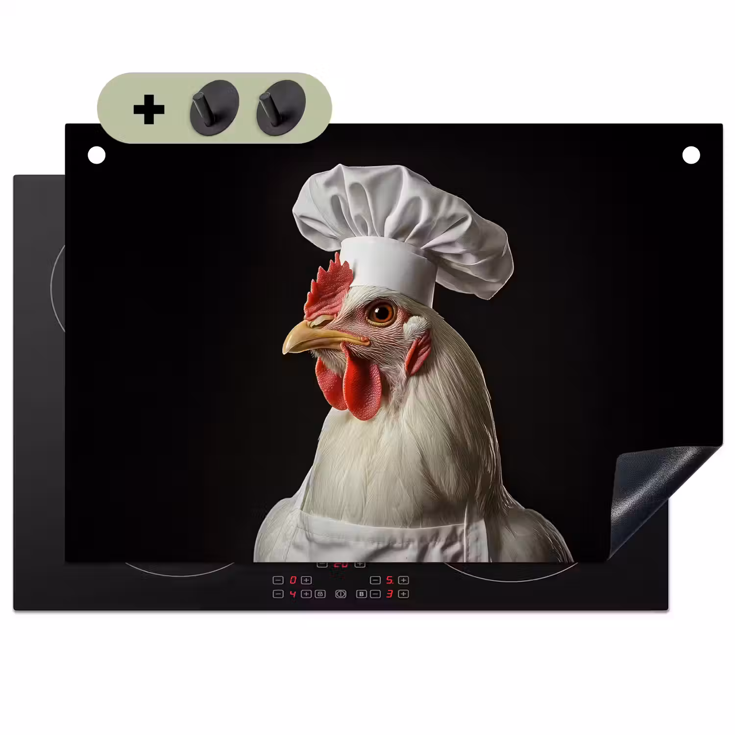 Kok - Rood - Kip Inductie beschemer met haakjes klein -3d
