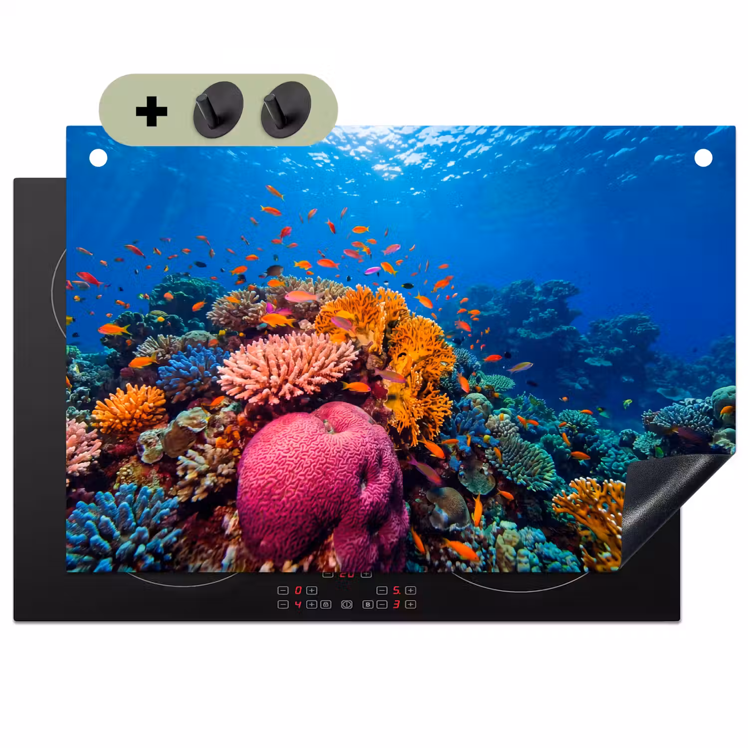 Koraal - Vissen - Oceaan - Natuur - Kleurrijk Inductie beschemer met haakjes klein -3d