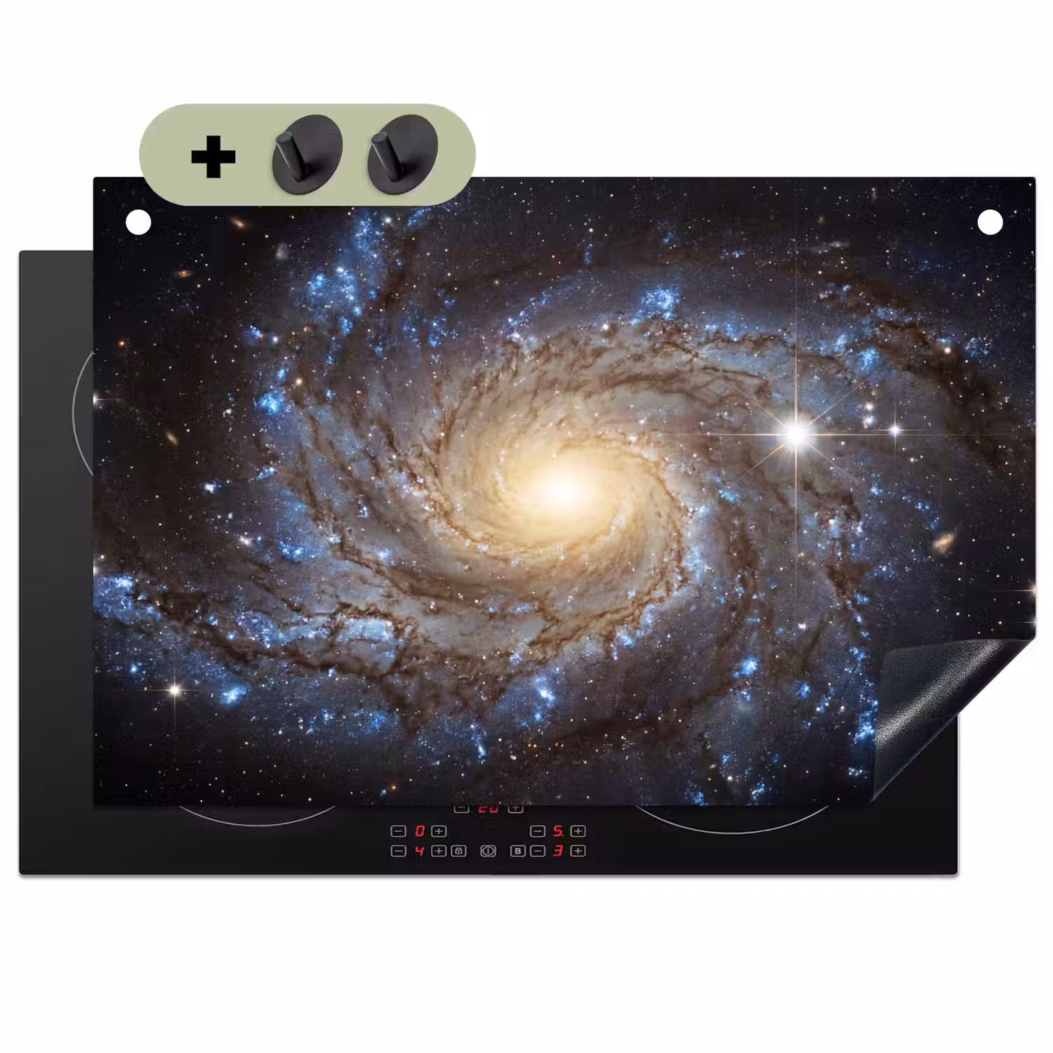 Kosmos - Sterrenstelsel - Donker Inductie beschemer met haakjes klein -3d