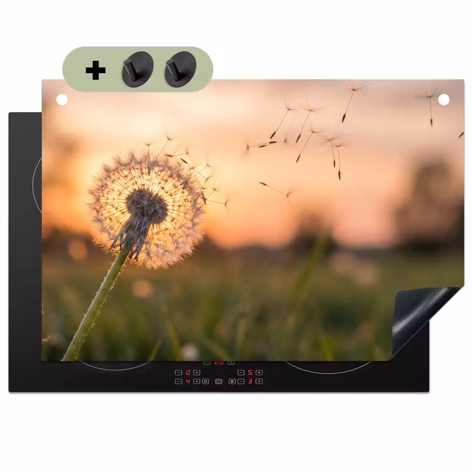 Paardenbloem - Zonsondergang - Veld Inductie beschemer met haakjes klein -3d